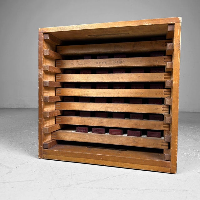 Wooden Letterpress Drawer, Japan, 1970s For Sale - Image 9 of 18