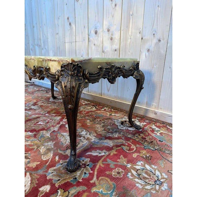 Stone Coffee Table in Onyx and Bronze For Sale - Image 7 of 8