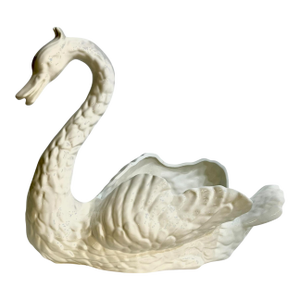 Elegant Mid 20th Century Ceramic Swan Decorative Planter or Bowl 20” Wide