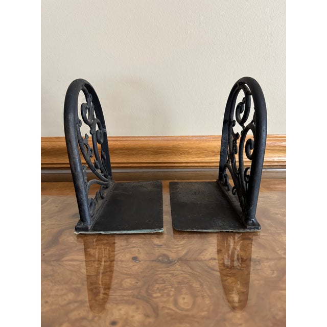 Dirk Van Erp Whimsical Dirk Van Erp Style Wrought Iron Bird & Swirl Bookend Set For Sale - Image 4 of 6