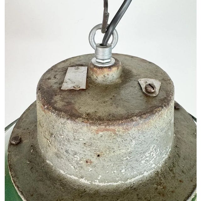 Green Enamel and Cast Iron Industrial Pendant Light, 1960s For Sale - Image 9 of 17