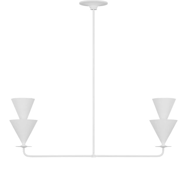Christiane Lemieux by Visual Comfort Studio Cornet 2-Light Medium Linear Chandelier in Plaster Matte White For Sale