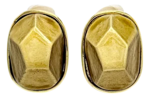 Kenneth Jay Lane 22k Gold Plated Faceted Enamel Nugget Clip Earrings Bold Design, A Pair