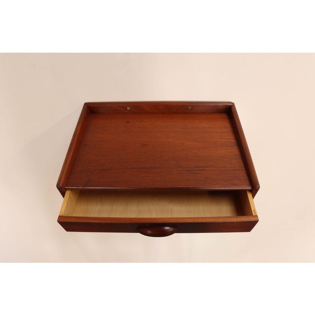 Petite Danish Modern Single-Drawer Floating Nightstand / End Table in Teakwood For Sale - Image 9 of 14