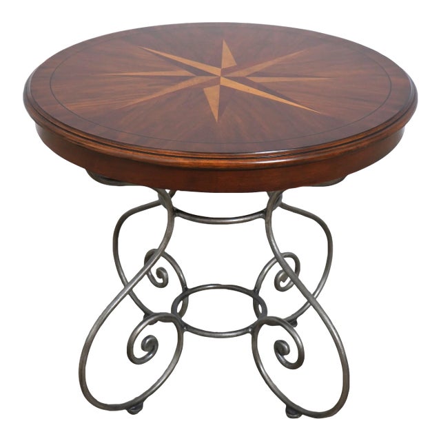 Ethan Allen Round Country French Lamp Table For Sale