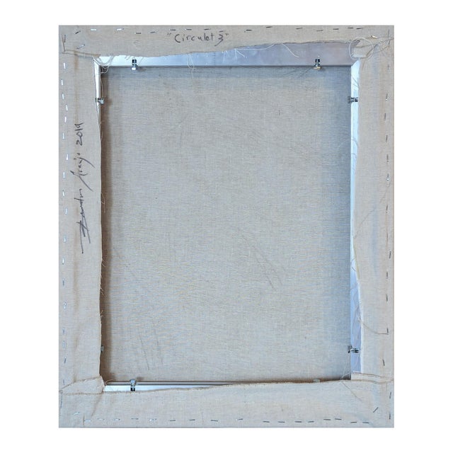 Blue Emmanuel Araujo "Circulet 3" Contemporary Blue & Black Geometric Hard-Edge Abstract Painting, 2014 For Sale - Image 8 of 9