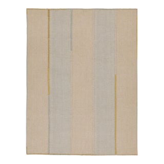 Rug & Kilim’s Contemporary Kilim in Beige, Blue & Gold Stripes For Sale