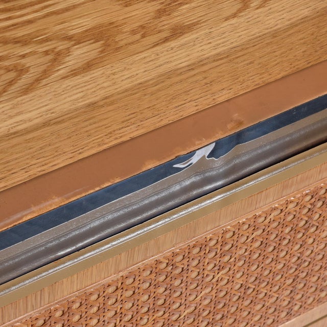 1970s John Stuart Modern Oak and Caned Front Chrome Trim Gentlemen's Tall Dresser For Sale - Image 13 of 15