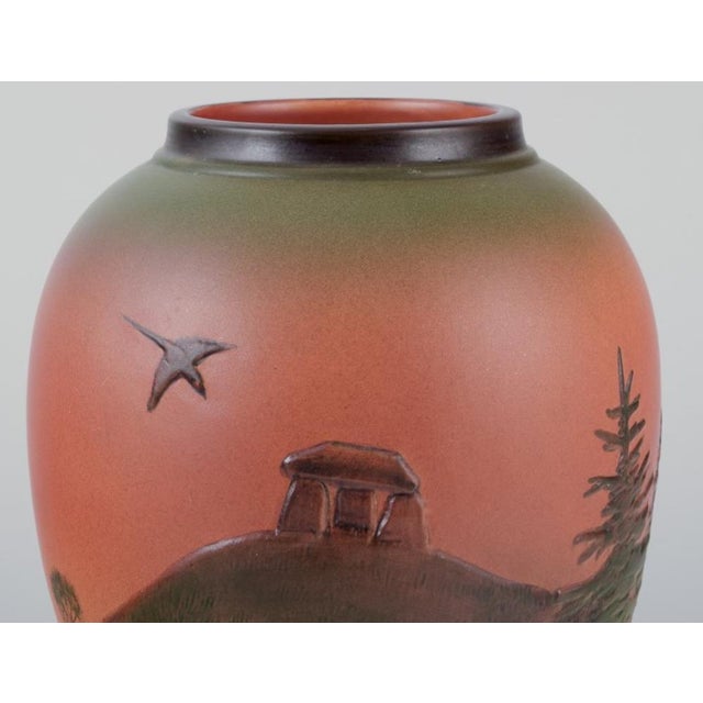Vase in Glazed Ceramic with Hand-Painted Landscape from Ipsens, Denmark, 1920s For Sale - Image 3 of 8