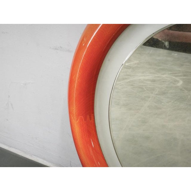 Glass Italian Space Age Illuminated Round Wall Mirror, 1970s For Sale - Image 7 of 13