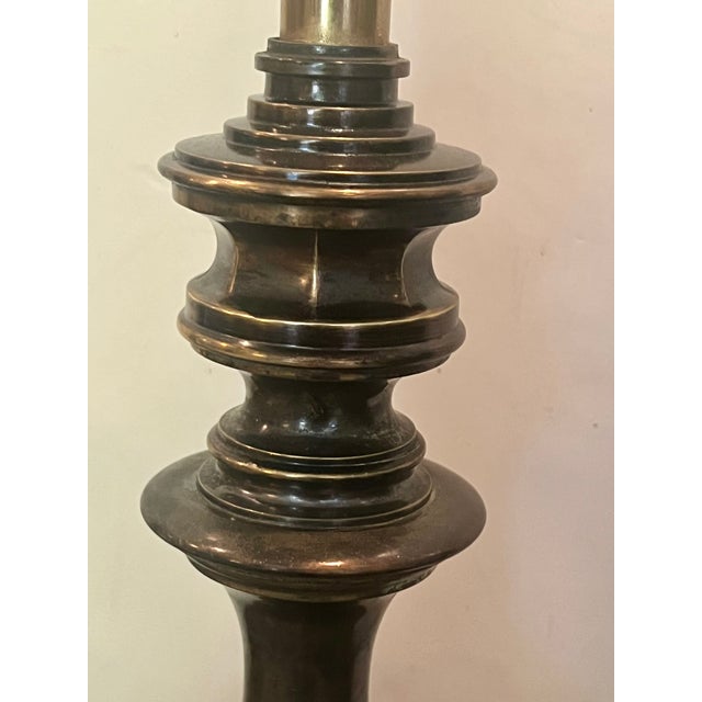 Metal Mid 20th Century Large Brass Table Lamps With Deep Patina - a Pair For Sale - Image 7 of 10