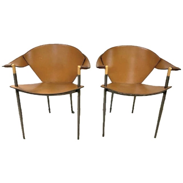 Late 20th Century Italian Arraben 'Jocauro' Chrome and Leather Armchairs, a Pair For Sale - Image 5 of 5