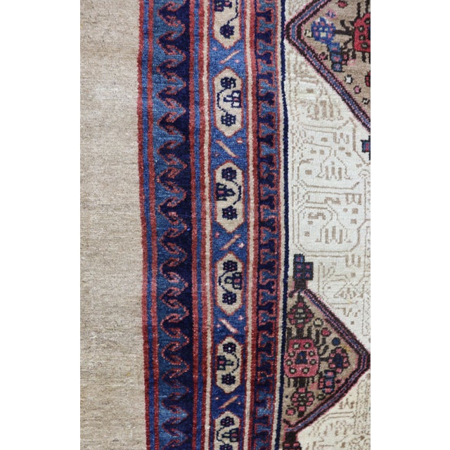 Tan Antique Persian Serab Serapi Carpet, 4'6" X 10'4" For Sale - Image 8 of 13