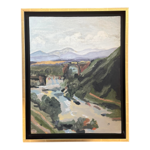 Oil on Board European Landscape by Artist John Mayberry, San Francisco Framed