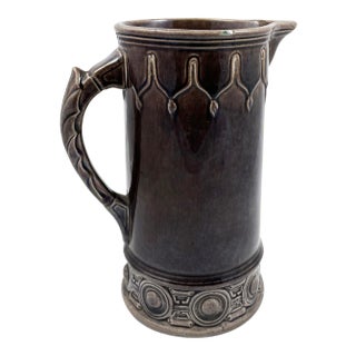 Circa 1880s Griffin, Smith & Hill Etruscan Majolica Cider Pitcher For Sale