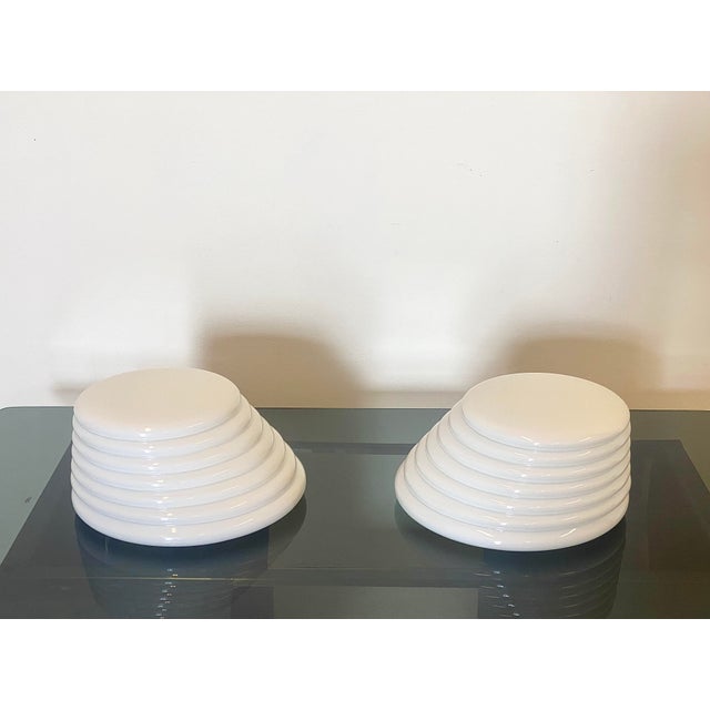 Rare pair of wall or ceiling lamps designed by Roberto Pamio and Renato Toso for Leucos in the 1980s, diffusers in glossy...