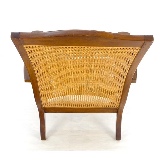Solid Turned Teak Mid Century Modern Cane Back Lounge Chair MINT For Sale - Image 9 of 18