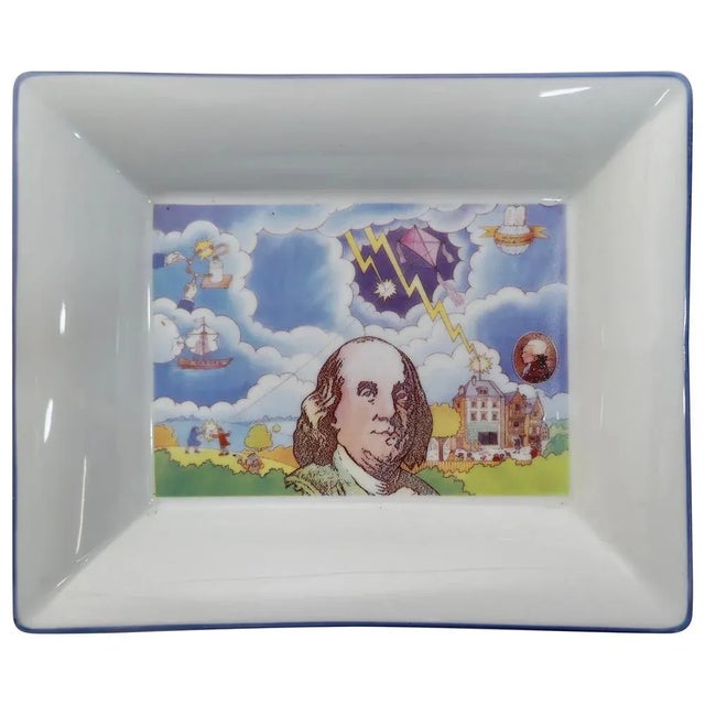 Gold Dish Commemorating Franklins Discovery of Electricity by L De Boynes, 1952 For Sale - Image 8 of 8