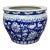 Large Traditional Chinoiserie Blue & White Ceramic Hand Painted Chinese Fish Bowl Jardiniere, Cache Pot, Garden Planter With Botanical Motif For Sale