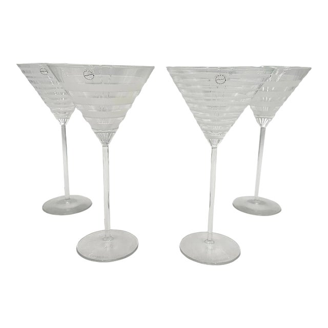 Salviati Murano Graffiati and Bassorilievi Martini Glasses