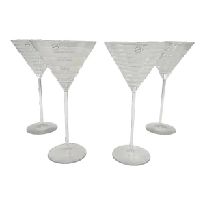 Salviati Murano Graffiati and Bassorilievi Martini Glasses- Set of 4