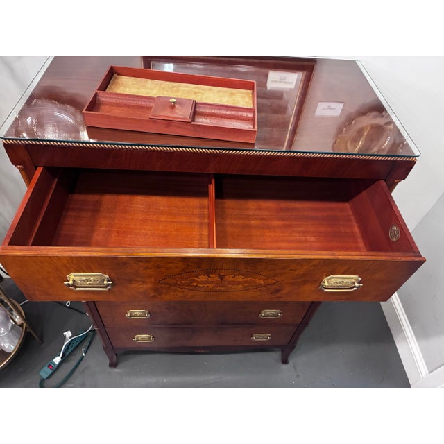 Burnt Umber 1940s Crotch Mahogany Gentlemen's Chest by Berkey and Gay Furniture For Sale - Image 8 of 9