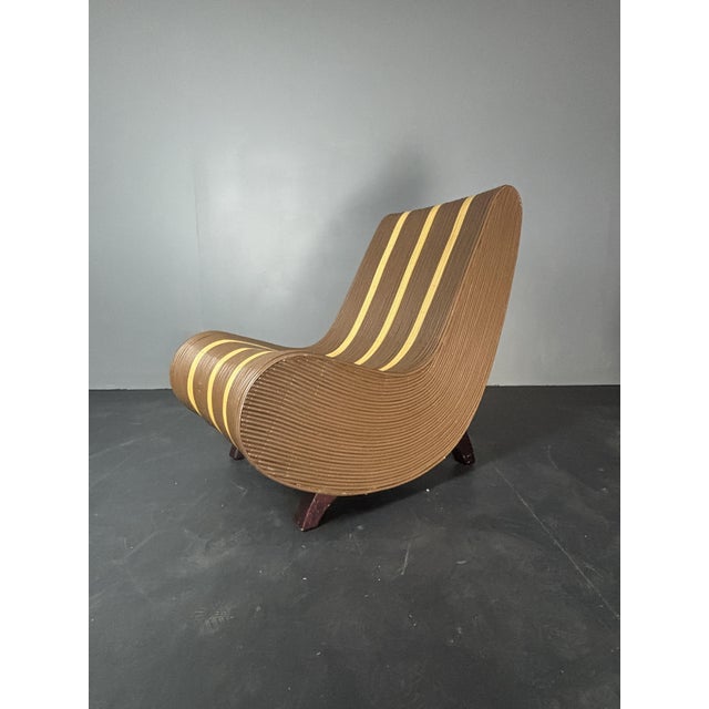 Curvy Wavy Pencil Reed Rattan and Bamboo Lounge Chair, 1970s For Sale - Image 6 of 18