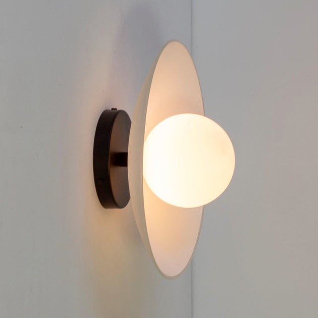Dish Wall Sconce, 5in Glass Globe, Modern Led Wall Sconce, by Research.Lighting For Sale - Image 4 of 9