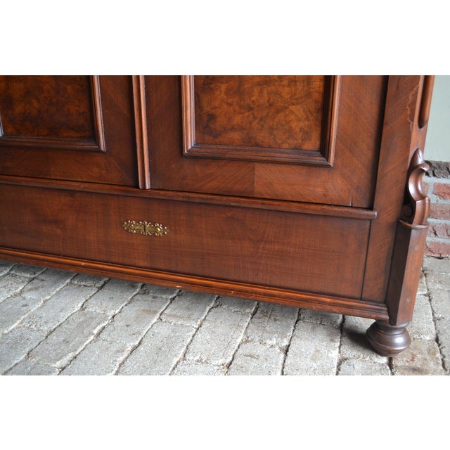 Wood Antique Art Deco Walnut Crested Cabinet For Sale - Image 7 of 11