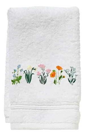 Field of Blooms Terry Guest Towel, Embroidered