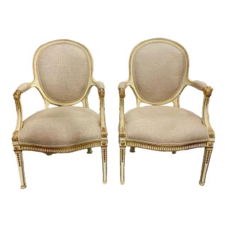Pair of English George III Parcel Gilt Armchairs For Sale