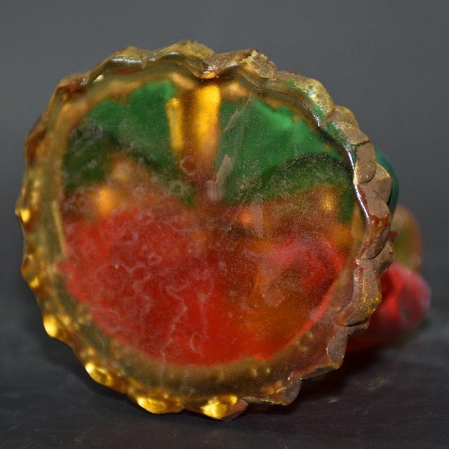 Asian Colored-Glass Buddha Figurine — Seated on Lotus Throne, Red & Gold Robes For Sale - Image 3 of 9