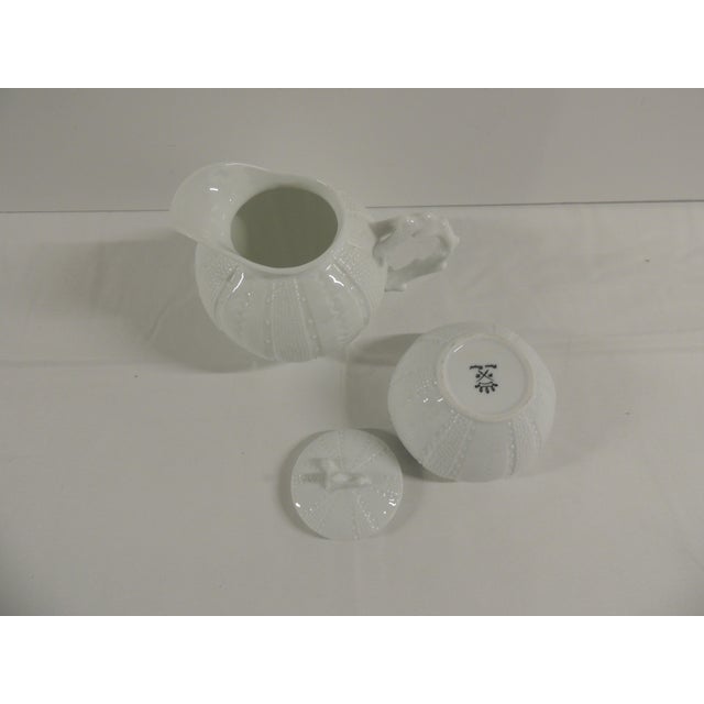 White Faux Coral China Creamer and Sugar - Set of 2 For Sale - Image 4 of 6