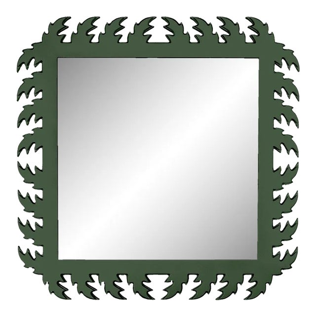 Fleur Home Audubon Square Mirror in Duck Green, 24x24 For Sale