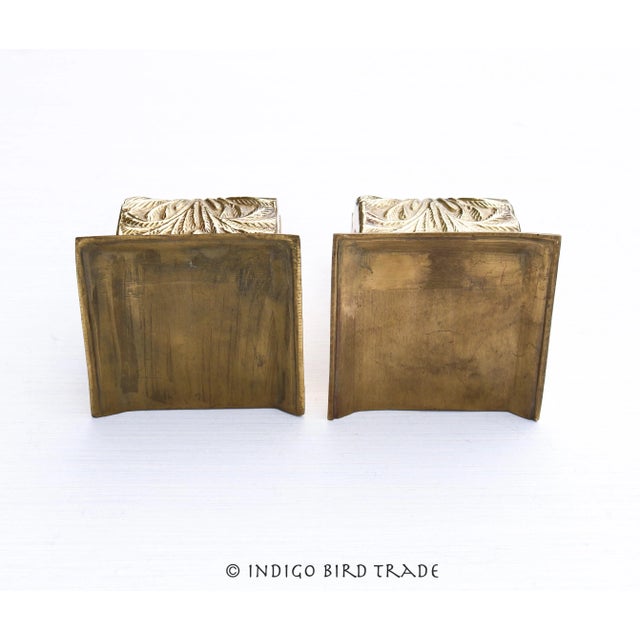 Metal Vintage Brass Ornate Curtain Drapery Rod Holders Corbel Brackets - Set of 2 For Sale - Image 7 of 7