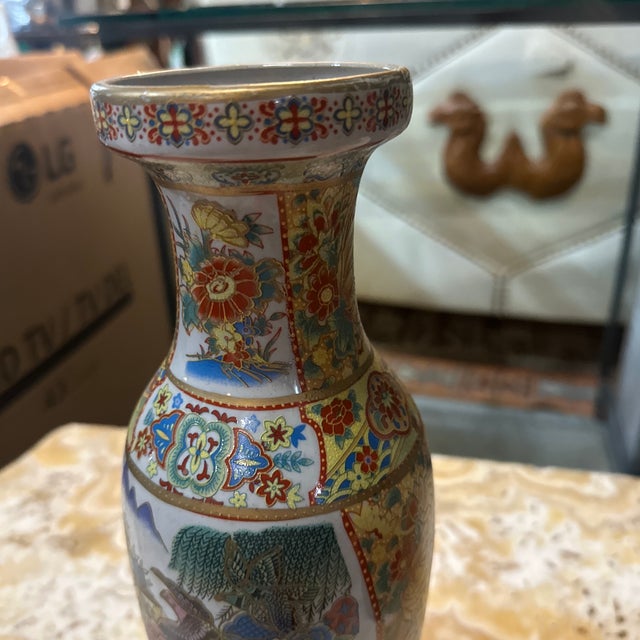 Asian Vintage Small Asian Ceramic Satsuma Inspired Vase For Sale - Image 3 of 8