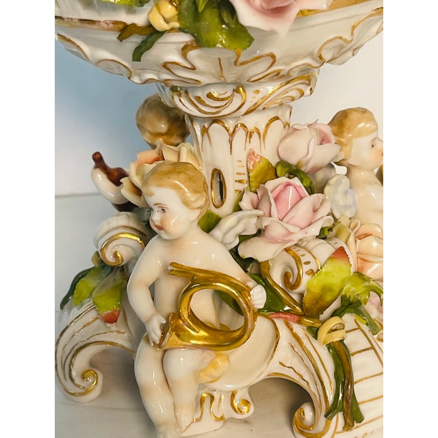 Traditional Gorgeous Dresden Antique Porcelain Centrepiece With Putti’s Musical Instruments For Sale - Image 3 of 10