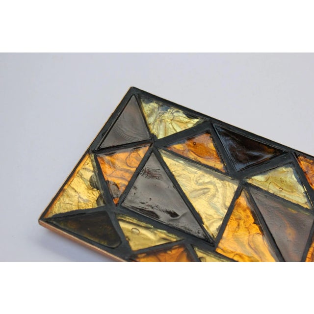 Glass Mid-Century Modern Cut Glass Mosaic Tile Trinket Tray For Sale - Image 7 of 9