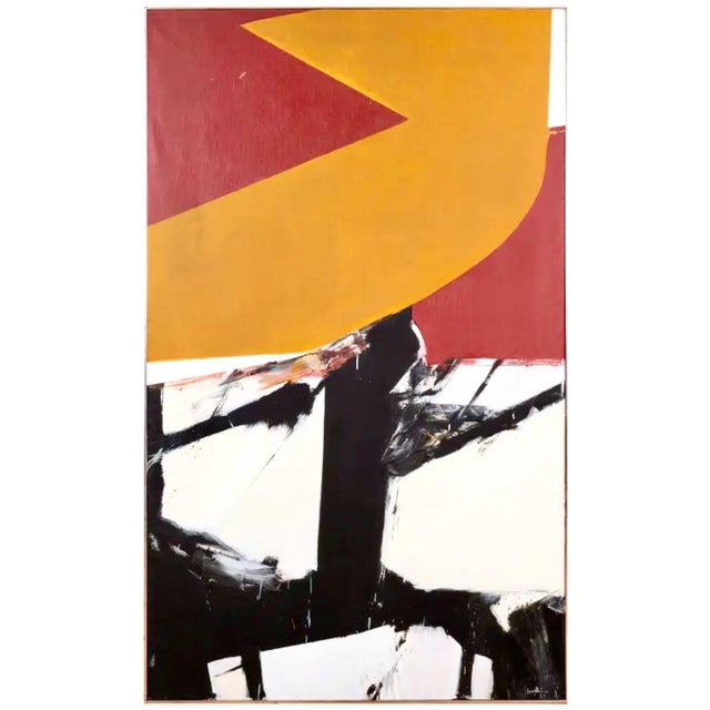 Red Budd Hopkins, Large Budd Hopkins Modernist Hard Edged Abstract Expressionist Oil Painting 1965 For Sale - Image 8 of 18