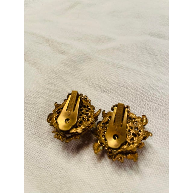 Gold-Plated Earrings by Miriam Haskell, 1960s, Set of 2 For Sale - Image 6 of 7