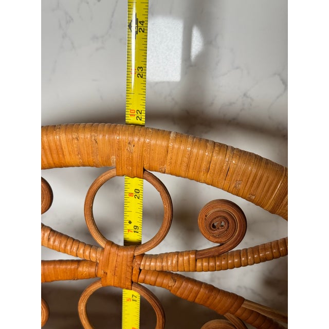 Wood Vintage Boho Rattan Wicker 3 Tier Folding Wall Shelf For Sale - Image 7 of 11