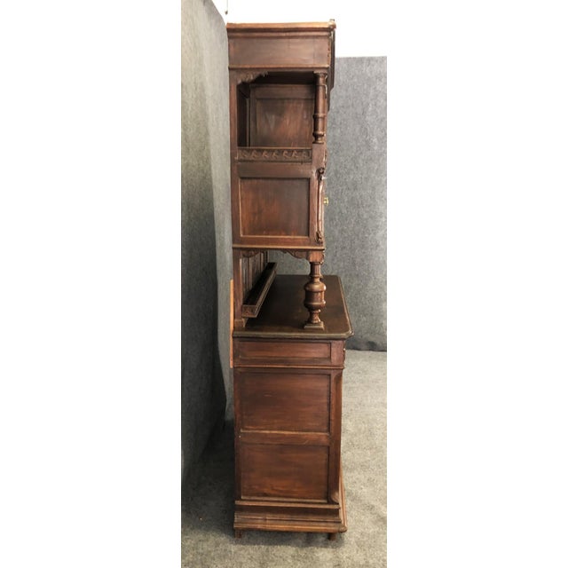 Wood 19th Century Heavily Carved Oak Court Cupboard With Mirror For Sale - Image 7 of 15