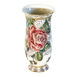 Vintage Chinoiserie Floral Porcelain Vase by Toyo