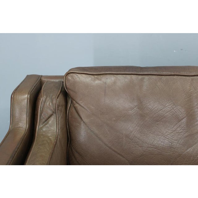 Mid-Century Danish Three-Seat Brown Leather Sofa, 1970s For Sale - Image 3 of 18