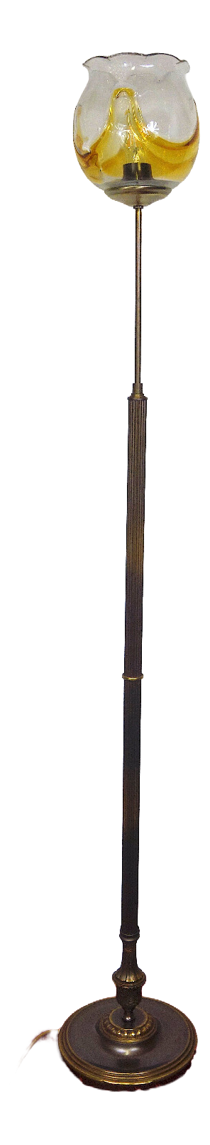 Brass and Glass Floor Lamp from Unbekannt, 1980s
