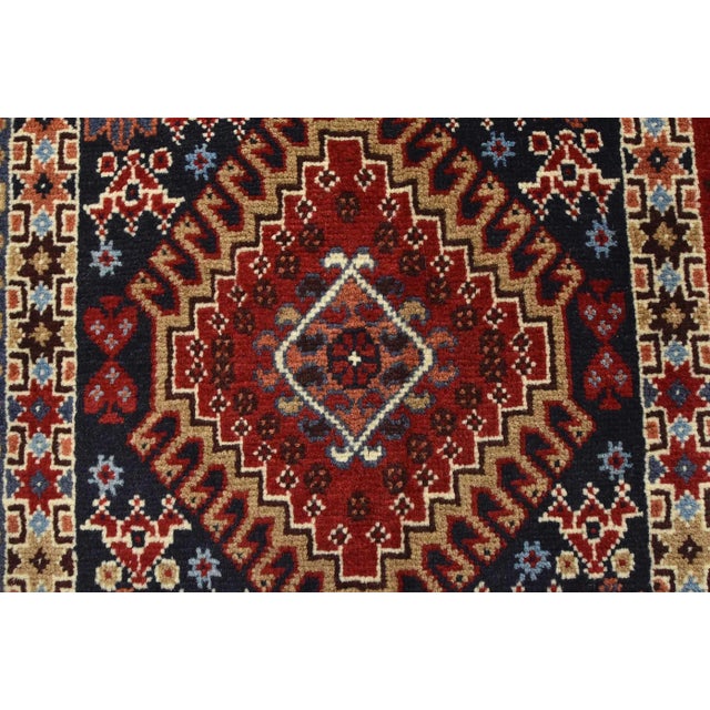 Yalameh Rug 3'4'' X 4'10'' Multicolor Wool Vintage Tribal Hand-Knotted Carpet For Sale - Image 9 of 12