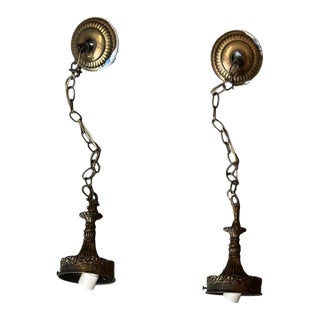 Vintage Pendant Lights- Needs Restoration - a Pair For Sale