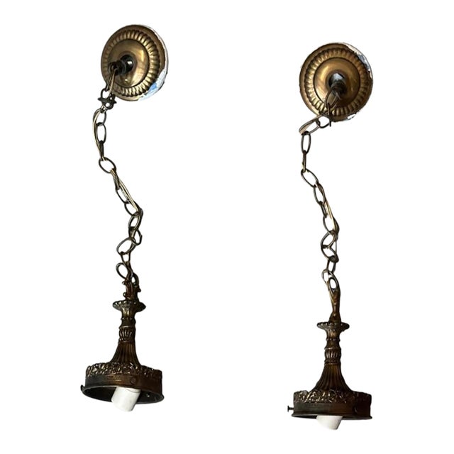 Vintage Pendant Lights- Needs Restoration - a Pair For Sale