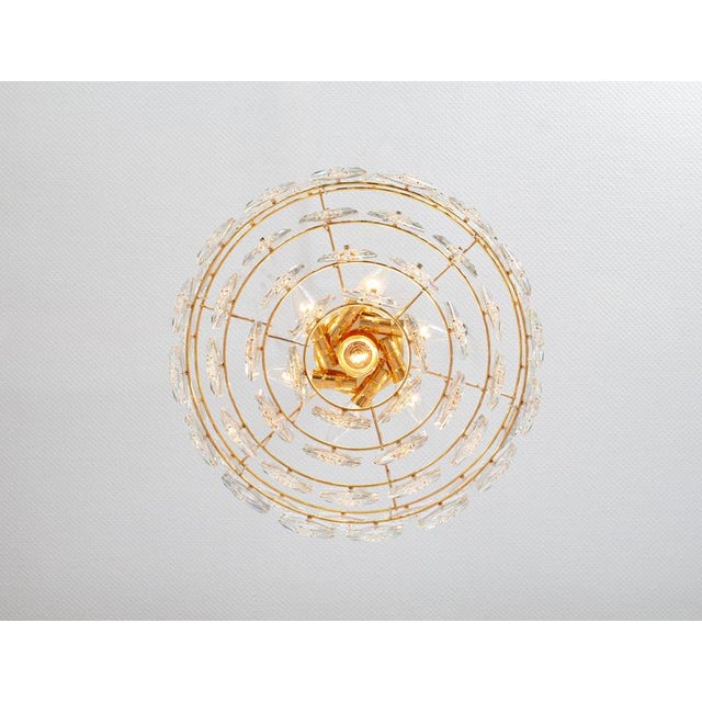 Metal Chandelier Gilt Brass and Crystal Glass from Kinkeldey, Germany, 1970s For Sale - Image 7 of 15