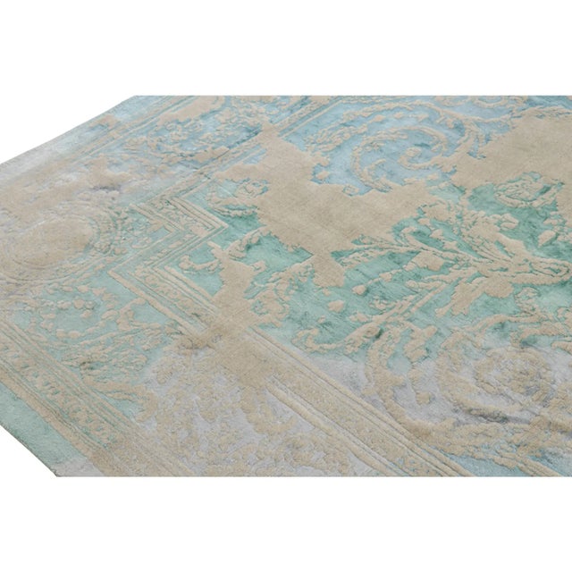 Rug & Kilim’s Modern Classics Rug in Beige-Brown & Blue With Floral Patterns For Sale In New York - Image 6 of 8